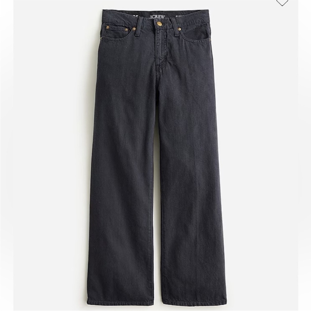 J crew Slim wide-leg jean in black.wash measurements approximately-27inseam .